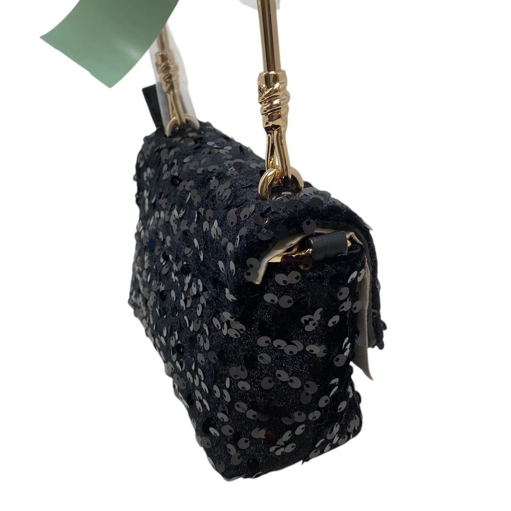 Badgley Mischka Black Sequin‎ Metal Handle Bag BMH 535 Vegan Leather MSRP 120 - Picture 12 of 12